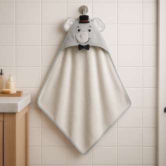 Βρεφικό μπουρνούζι μπάνιου Bathtowel elephant